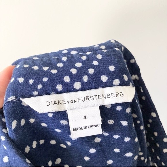 DVF Cotton Silk Polka Geometric Dot Button Up 4 - Picture 4 of 8